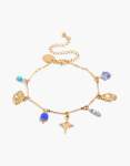 Waterproof Gold Plated Stainless Steel Celestial Beaded Charm Bracelet