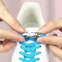 1Pair Elastic No-Tie Shoelaces Lazy Metal Lock Laces For Women & Men