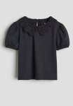 Collared Jersey Top - Dark Grey