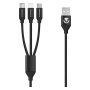 Volkano Weave Series Fabric Braided 3 In 1 Type-c Lightning Micro Cable 1M - Black