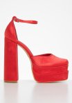 Lillian Ankle Tie Platform Heel - Red