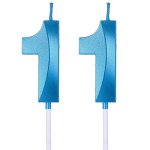 Blue 11TH & 1ST Birthday Candles For Cakes Number 11 Glitter Candle Cake Topper For Party Anniversary Wedding Celebration Decora