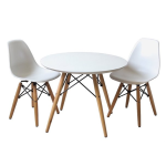 Round Table With 2 Chairs - White