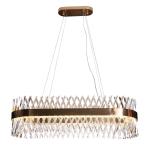 Oval LED Crystal And Metal Chandelier Light Gold