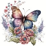 1PC Beautiful Flower Butterfly Heat Transfer Sticker Diy Iron-on Clothing Supplies & Appliques For Clothes T-Shirt Making Pillow