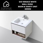 Gio Versace White Wall Hung Basin & Vanity Unit - 600MM