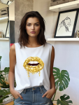 Golden Lips Vest - White - Large