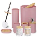 Cerbior Bathroom Accessories Set 6 Piece Bath Ensemble Includes Soap Dispenser Toothbrush Holder Toothbrush Cup Soap Dish For De