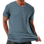 Fashion T Shirts For Men Classic Soild Color Short Sleeve Summer Tops Trendy Fitted V Neck Casual Lightweight Basic Charming Blu