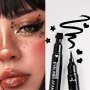 Pecolorvers 2 In 1 Waterproof Black Liquid Eyeliner & Stamp Set - Alcohol Free Quick-drying Eye Makeup With Star Moon Heart Flower Stamps