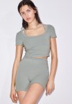 Drymove Cropped Sports Top - Light Khaki Green