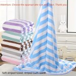 Ultra-soft Microfiber Bath Towel - Super Absorbent & Quick-dry With Cute Candy Stripe Design For Adults - Perfect For Spa Gym An