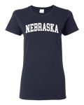 Wild Bobby State Of Nebraska College Style White Fashion Womens Graphic T-Shirt Navy 3X-LARGE