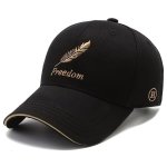 Feather & Freedom Embroidered Baseball Cap Black Washed Peaked Hat Summer Adjustable Sunshade Cap Suitable For Outdoor Sports