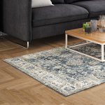Softweave Printed Carpet Blossom Navy - Large 200 X 300CM