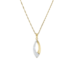 Yellow Gold & Sterling Silver Crystal Long Oval Pendant On A Chain