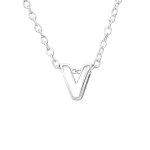Kiara 925 Sterling Silver A-z Any Initial Letter Necklace 5X6MM 45CM Chain - V