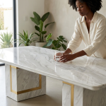 Luxury Marble Dining Table With Gold Inlay