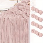 Dusty Pink Romantic Table Runner - Soft Gauze Vintage Decor For St. Patrick's Day Easter Weddings Baby Showers & Birthdays Machi