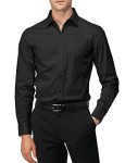 H2H Mens Wrinkle Free Slim Fit Dress Shirts With Solid Long Sleeve Black Us M Asia L JASK14