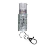 Pepper Spray With White Jeweled Design And Snap Clip- KR-J-WH-02