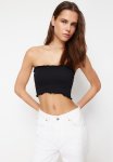 Strapless Flexible Knitted Blouse - Black