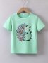 Cartoon Floral Hedgehog Graphic Print For Girls Casual Crew Neck Short Sleeved T-Shirt Comfy Top For Summer