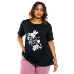 Donnay Plus Size Casual Novelty Tee Black Floral