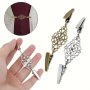 Vintage Style Alloy Cardigan Clip Sweater Clasp - Filigree Shawl Pin For Dresses Shawls And Collar - Set Of 1 Decorative Geometric Hollow-out Clothing Cinch Buckle