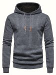 Waffle Pattern Solid Hoodie Cool Hoodies For Men Men's Casual Pullover Hooded Sweatshirt Streetwear For Spring Fall As Gifts