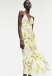 Drawstring-detail Maxi Dress - White Yellow Floral