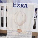 Personalised Fleece Blanket Ocean Air Balloon Herringbone