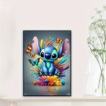 2024 New Disney Colorful Stitch Diamond Painting Kit Butterfly Handmade Diy Mosaic Art Home Decor Gift 30X40CM 11.81X15.74IN