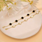 2PCS Colorful Flower Thin Chain Bracelet Set Simple Style Hand Chain Jewelry Set For Couples Valentine's Day Gift