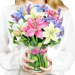 Airpark Pop Up Flower Cards 3D Paper Flowers Bouquet Birthday Card 12' With Blank Note And Envelope Mother's Day Get Well Greeti