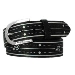 Women’s Out Of Line Foiled Genuine Leather Belt Polished Nickel