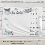 Milestone Blanket Airplane Cloud Vintage