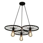 Vintage Three Spoked Wheel Pendant Light