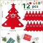 12PCS Cutlery Bag Christmas Theme Placemat Christmas Felt Knife And Fork Set Christmas Tree Fork Spoon Cutlery Bag Decoration Table Mat Cup Mat Kitchen