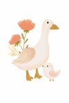 Floral Geese- Wall Art Print - A1