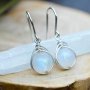 Vintage Silver Plated Hook Natural Stone Drop Earring For Women Pendant Ear Drop Stone Jewelry