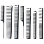 Carbon Comb Set With Pouch Black 7 PACK