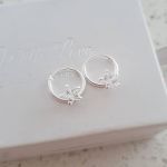 Serina 925 Sterling Silver Round Hoop Star Earrings Size: 12X1.2MM