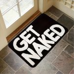 1PC "get Naked" Black Bath Mat Anti-slip Backing Machine Washable Soft Flannel Heavy-duty Perfect For Bathroom Living Room Bedro