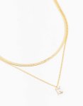 Goldair Gold Plated Baguette Snake Pendant Layered Necklace