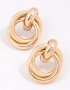 Goldair Gold Textured Doorknocker Stud Earrings