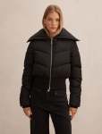 Evie Cropped Rib Detail Puffer Jacket - 16 Black