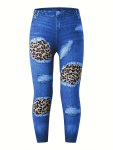 Girls Slim & Fit & Stretchy Allover Imitation Denim Print Pants For Daily Wear