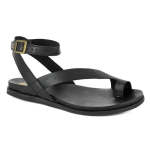 Ugalonci Toe Loop Leather Ankle Tie Sandals - Black - 8