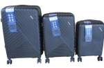 Smte Gaily Black Pp Hard-shell Luggage Set With Spinner Wheels And Lock 3-PIECE With Keychain